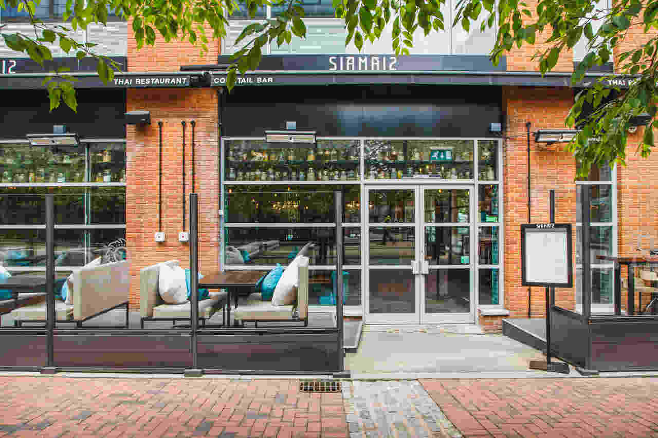 The Siamais frontage and terrace on Oozells Street, Brindleyplace