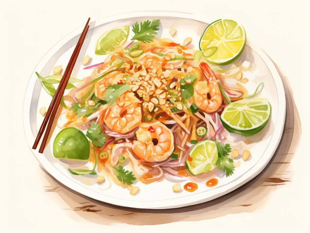 Traditional Thai dishes with rice, curry and fresh herbs