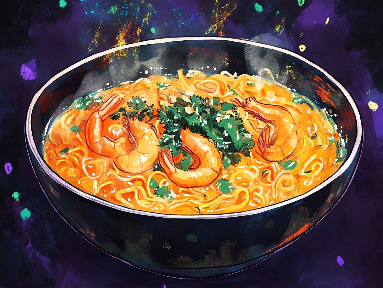 A bowl of stir-fried Thai rice noodles with prawns, chilli and coriander