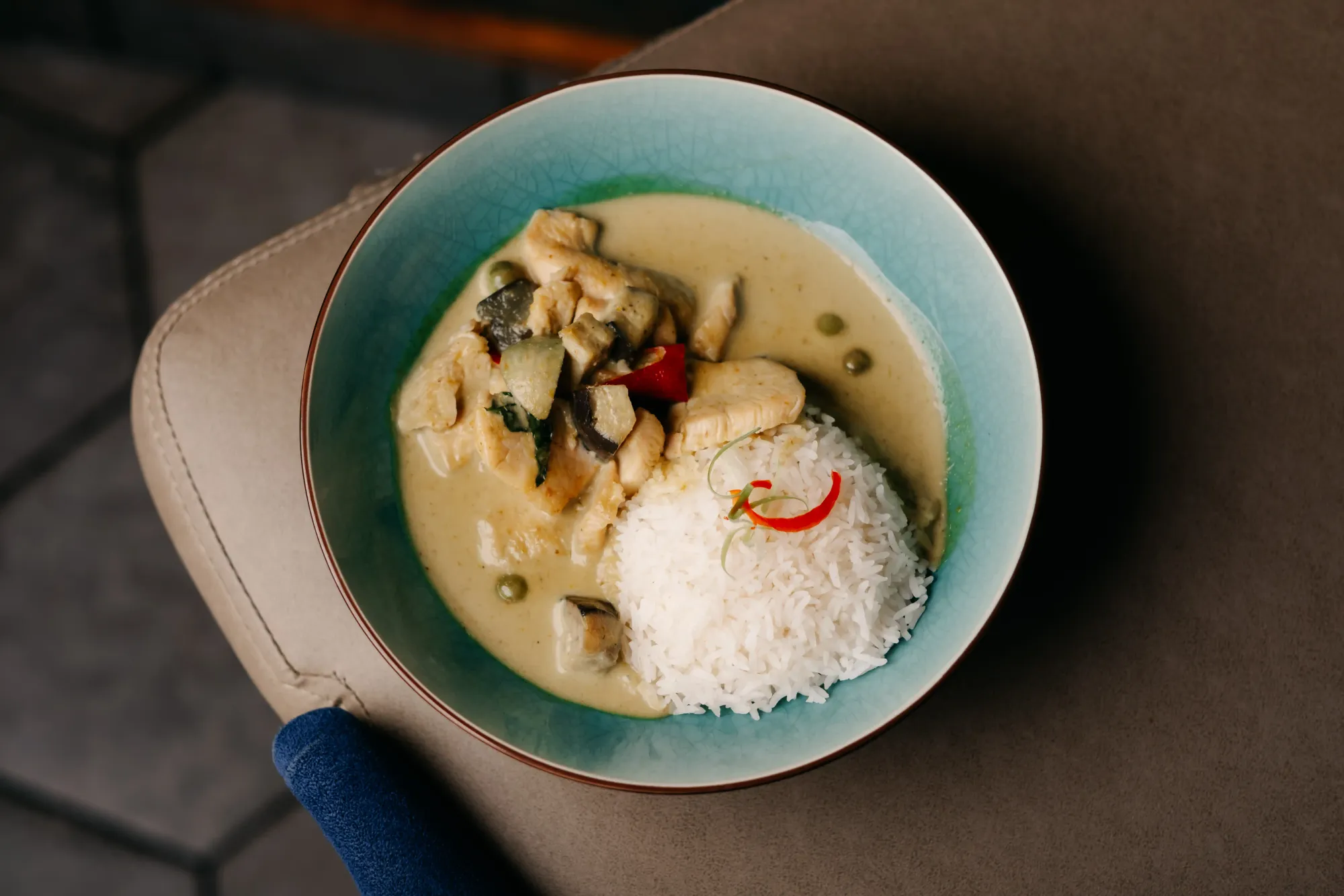 Thai green curry with jasmine rice from the Siamais brunch menu
